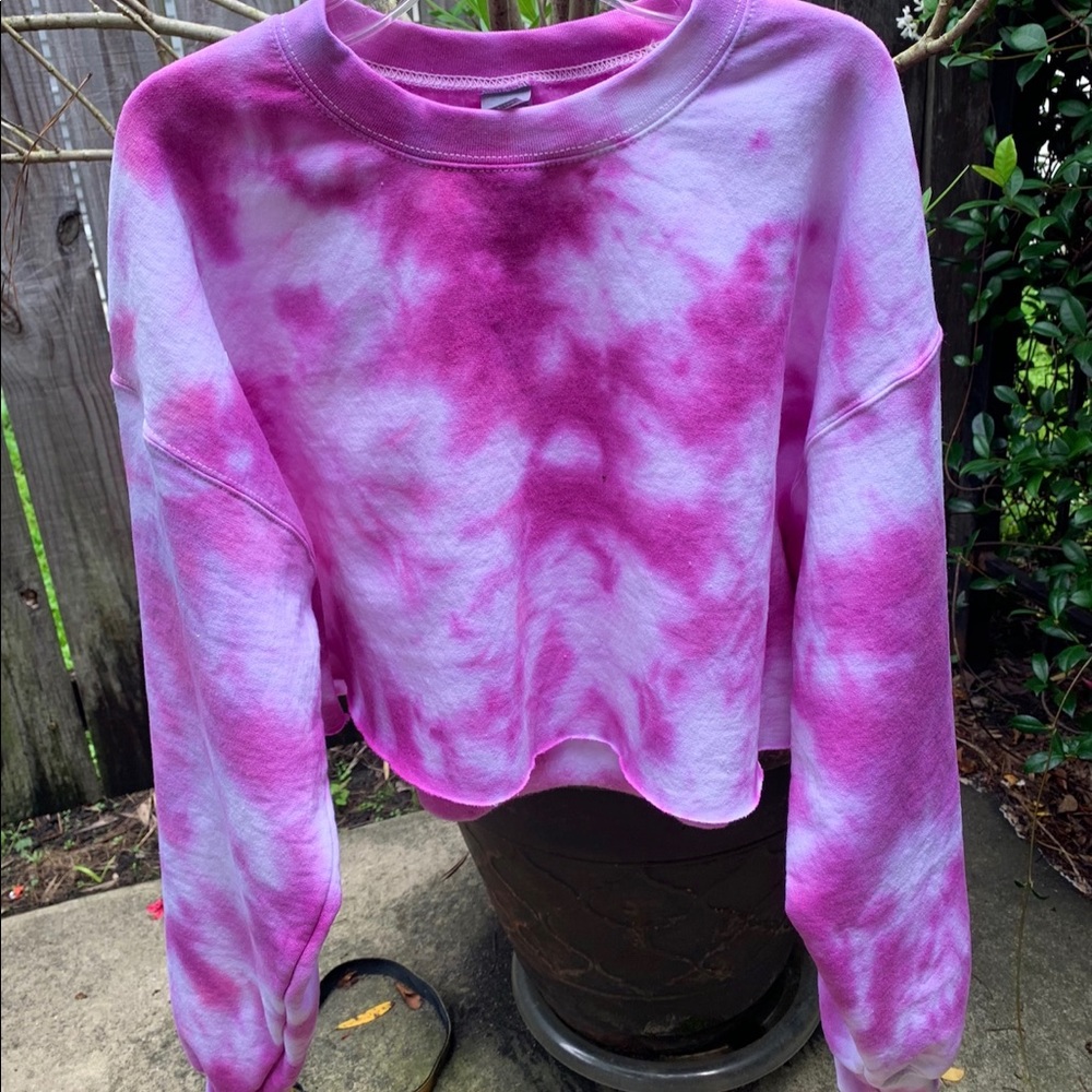 Handmade tie dye cropped sweatshirt